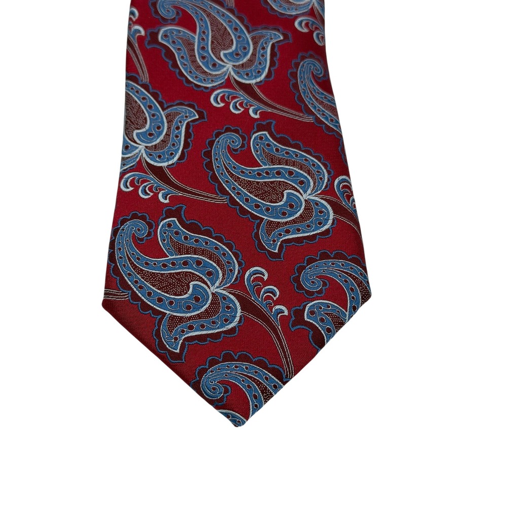 Ermenegildo Zegna Red Blue Paisley Silk Tie Made in Italy EZD42480 (TC5) NWTs